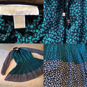 Beautiful Michael Kors Dress Size L/XL Green/Black/ White